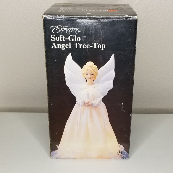 Noma Soft Glo 10 Light Porcelain Angel Holiday Christmas Tree Topper 12" - Picture 8 of 10